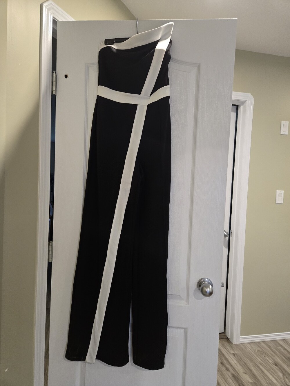 Fashion Nova Black Strapless Jumpsuit with White Trim